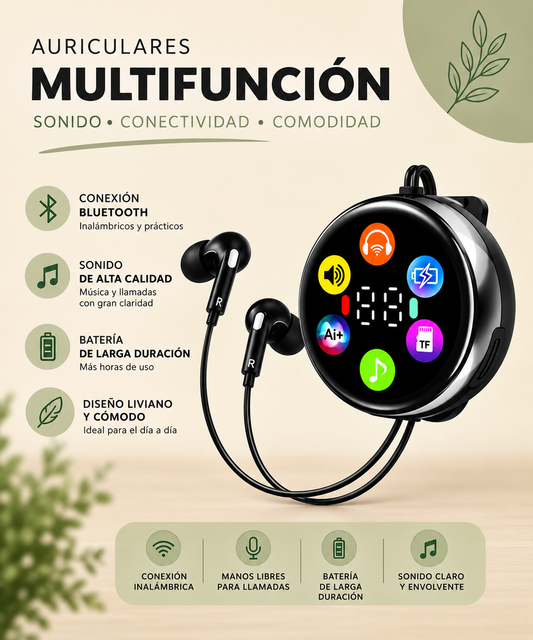 Auriculares Inalámbricos Bluetooth con Manos Libres — Negro