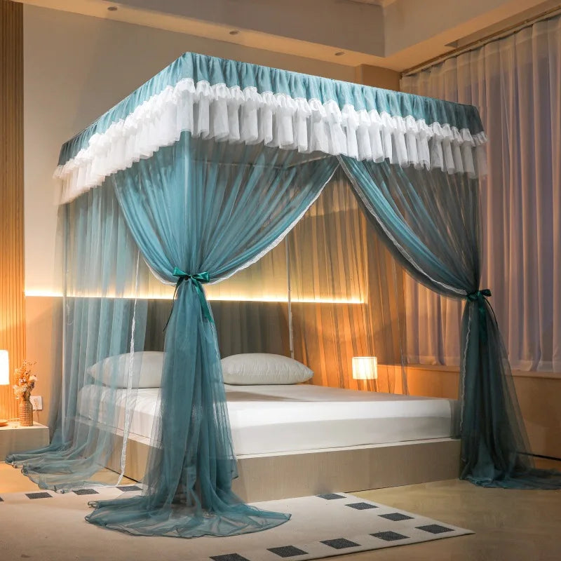Princess Style square Top Floor Mosquito Net - Elegant Exquisite Lace Bedding High-grade Court Style Mosquito Nets