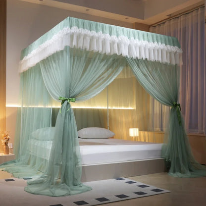 Princess Style square Top Floor Mosquito Net - Elegant Exquisite Lace Bedding High-grade Court Style Mosquito Nets