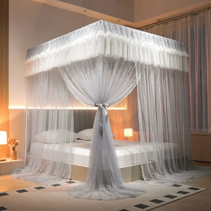 Princess Style square Top Floor Mosquito Net - Elegant Exquisite Lace Bedding High-grade Court Style Mosquito Nets