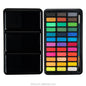 36 Colors Solid Watercolor Paint Set with 8-Piece 300g Watercolor Pad Paper Water Brush Pens in Tin Box