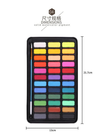 36 Colors Solid Watercolor Paint Set with 8-Piece 300g Watercolor Pad Paper Water Brush Pens in Tin Box