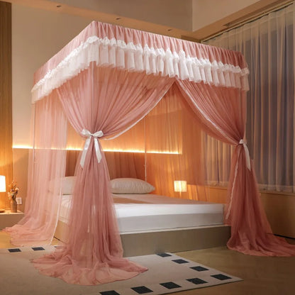 Princess Style square Top Floor Mosquito Net - Elegant Exquisite Lace Bedding High-grade Court Style Mosquito Nets