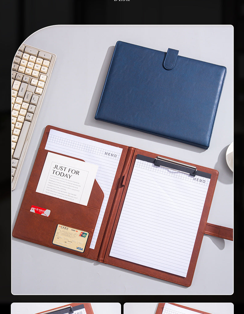 A4 Folder Magnetic Multifunctional Folder Leather Manager Folder Business Sales Negotiation Contract Folder Custom Logo