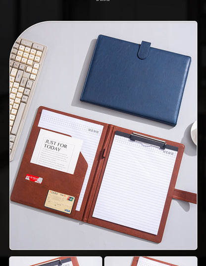A4 Folder Magnetic Multifunctional Folder Leather Manager Folder Business Sales Negotiation Contract Folder Custom Logo