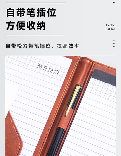 A4 Folder Magnetic Multifunctional Folder Leather Manager Folder Business Sales Negotiation Contract Folder Custom Logo
