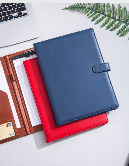 A4 Folder Magnetic Multifunctional Folder Leather Manager Folder Business Sales Negotiation Contract Folder Custom Logo