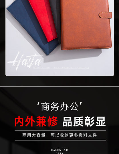 A4 Folder Magnetic Multifunctional Folder Leather Manager Folder Business Sales Negotiation Contract Folder Custom Logo