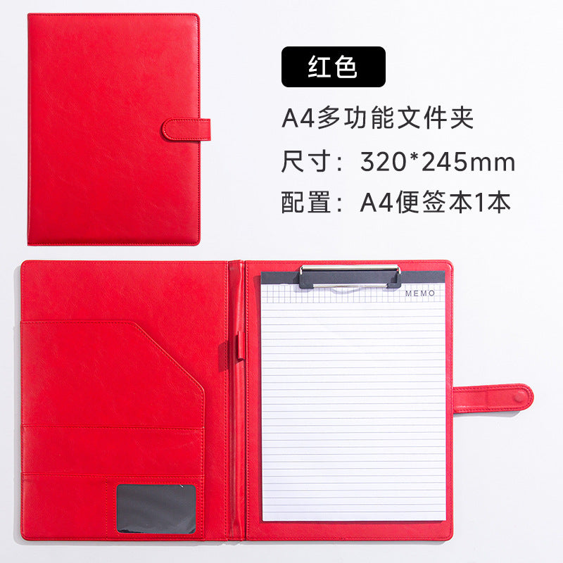 A4 Folder Magnetic Multifunctional Folder Leather Manager Folder Business Sales Negotiation Contract Folder Custom Logo