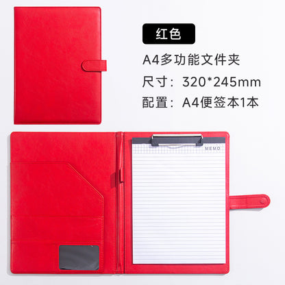 A4 Folder Magnetic Multifunctional Folder Leather Manager Folder Business Sales Negotiation Contract Folder Custom Logo