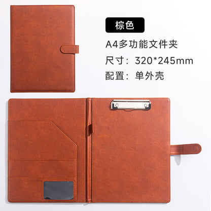 A4 Folder Magnetic Multifunctional Folder Leather Manager Folder Business Sales Negotiation Contract Folder Custom Logo
