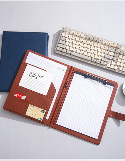 A4 Folder Magnetic Multifunctional Folder Leather Manager Folder Business Sales Negotiation Contract Folder Custom Logo
