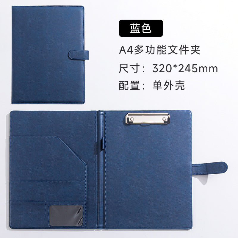 A4 Folder Magnetic Multifunctional Folder Leather Manager Folder Business Sales Negotiation Contract Folder Custom Logo