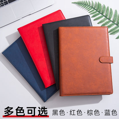 A4 Folder Magnetic Multifunctional Folder Leather Manager Folder Business Sales Negotiation Contract Folder Custom Logo