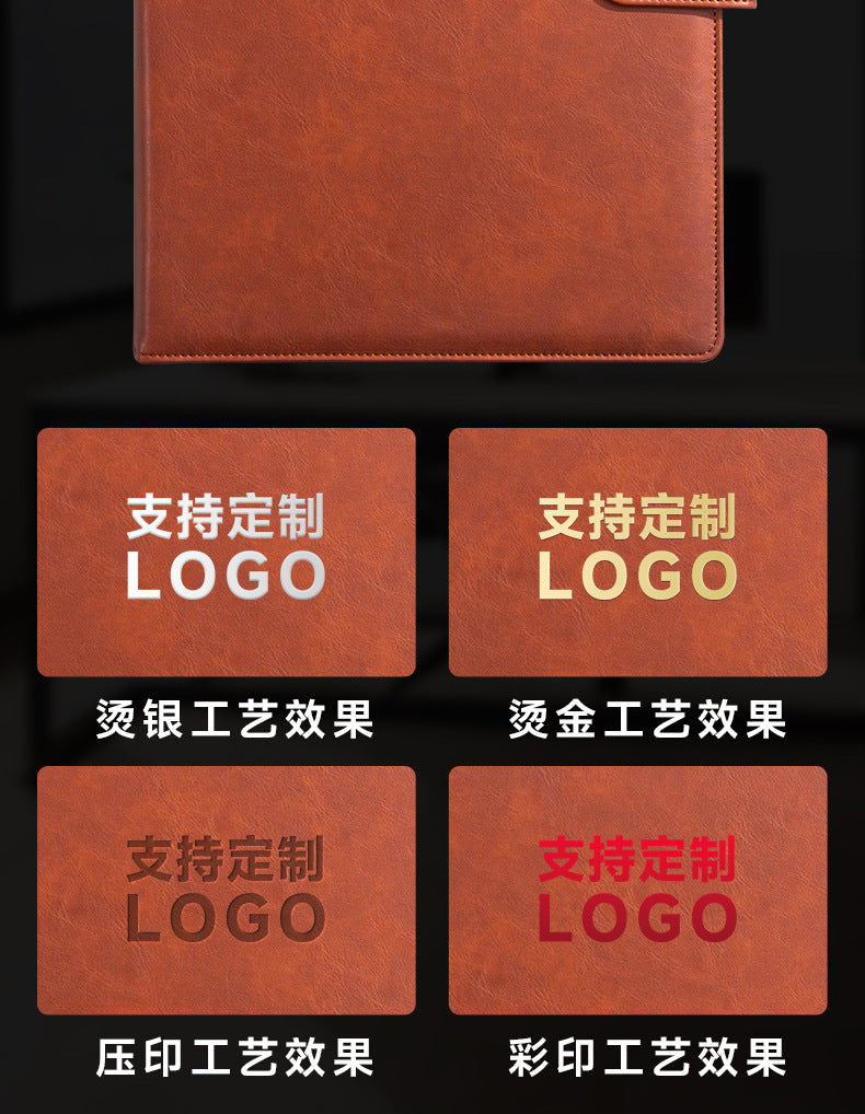 A4 Folder Magnetic Multifunctional Folder Leather Manager Folder Business Sales Negotiation Contract Folder Custom Logo