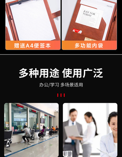 A4 Folder Magnetic Multifunctional Folder Leather Manager Folder Business Sales Negotiation Contract Folder Custom Logo