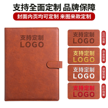 A4 Folder Magnetic Multifunctional Folder Leather Manager Folder Business Sales Negotiation Contract Folder Custom Logo