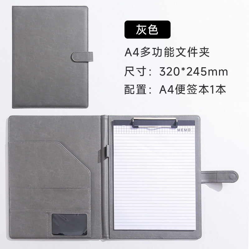 A4 Folder Magnetic Multifunctional Folder Leather Manager Folder Business Sales Negotiation Contract Folder Custom Logo