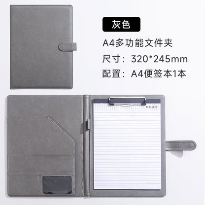 A4 Folder Magnetic Multifunctional Folder Leather Manager Folder Business Sales Negotiation Contract Folder Custom Logo