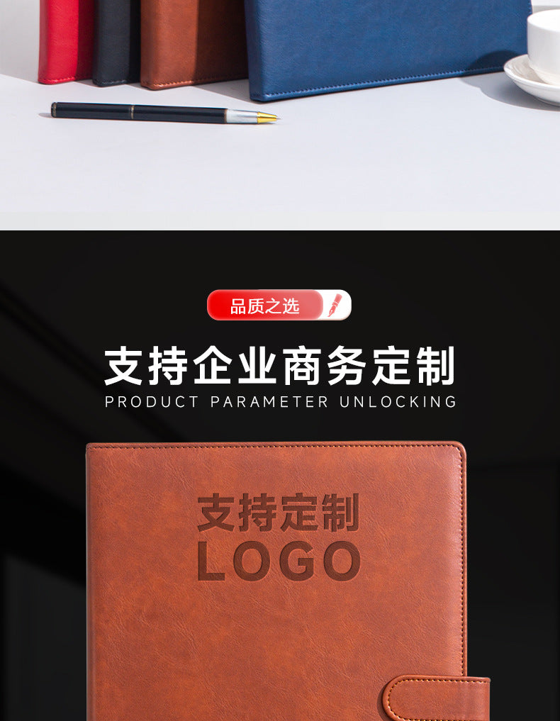 A4 Folder Magnetic Multifunctional Folder Leather Manager Folder Business Sales Negotiation Contract Folder Custom Logo
