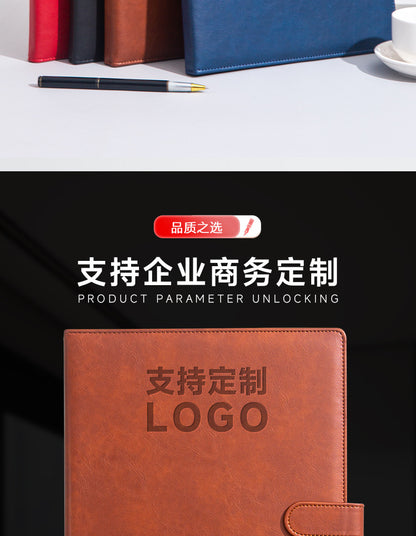 A4 Folder Magnetic Multifunctional Folder Leather Manager Folder Business Sales Negotiation Contract Folder Custom Logo