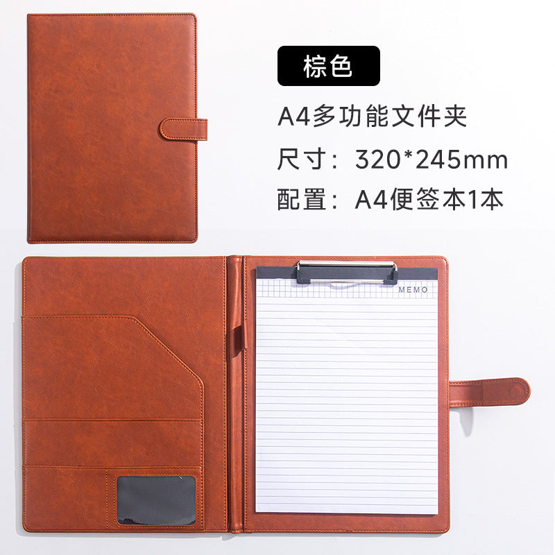 A4 Folder Magnetic Multifunctional Folder Leather Manager Folder Business Sales Negotiation Contract Folder Custom Logo