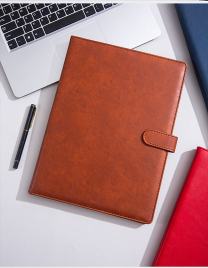 A4 Folder Magnetic Multifunctional Folder Leather Manager Folder Business Sales Negotiation Contract Folder Custom Logo