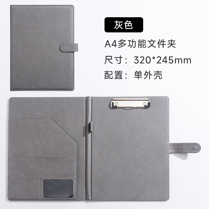 A4 Folder Magnetic Multifunctional Folder Leather Manager Folder Business Sales Negotiation Contract Folder Custom Logo