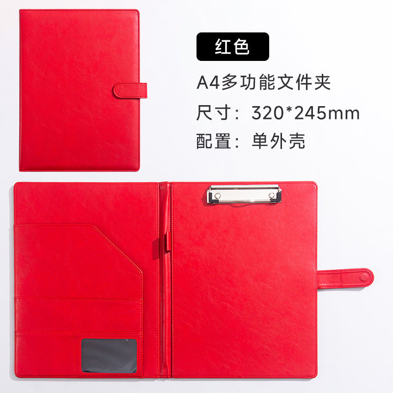 A4 Folder Magnetic Multifunctional Folder Leather Manager Folder Business Sales Negotiation Contract Folder Custom Logo