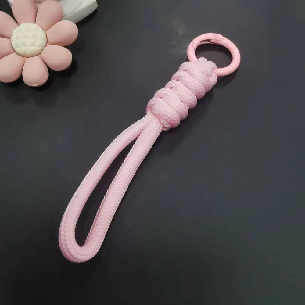12cm Paracord Braided Woven Keychain Wrist Rope Phone case Anti-lost Rope Strap Key Ring Tactical Survival Tool Backpack Buckle