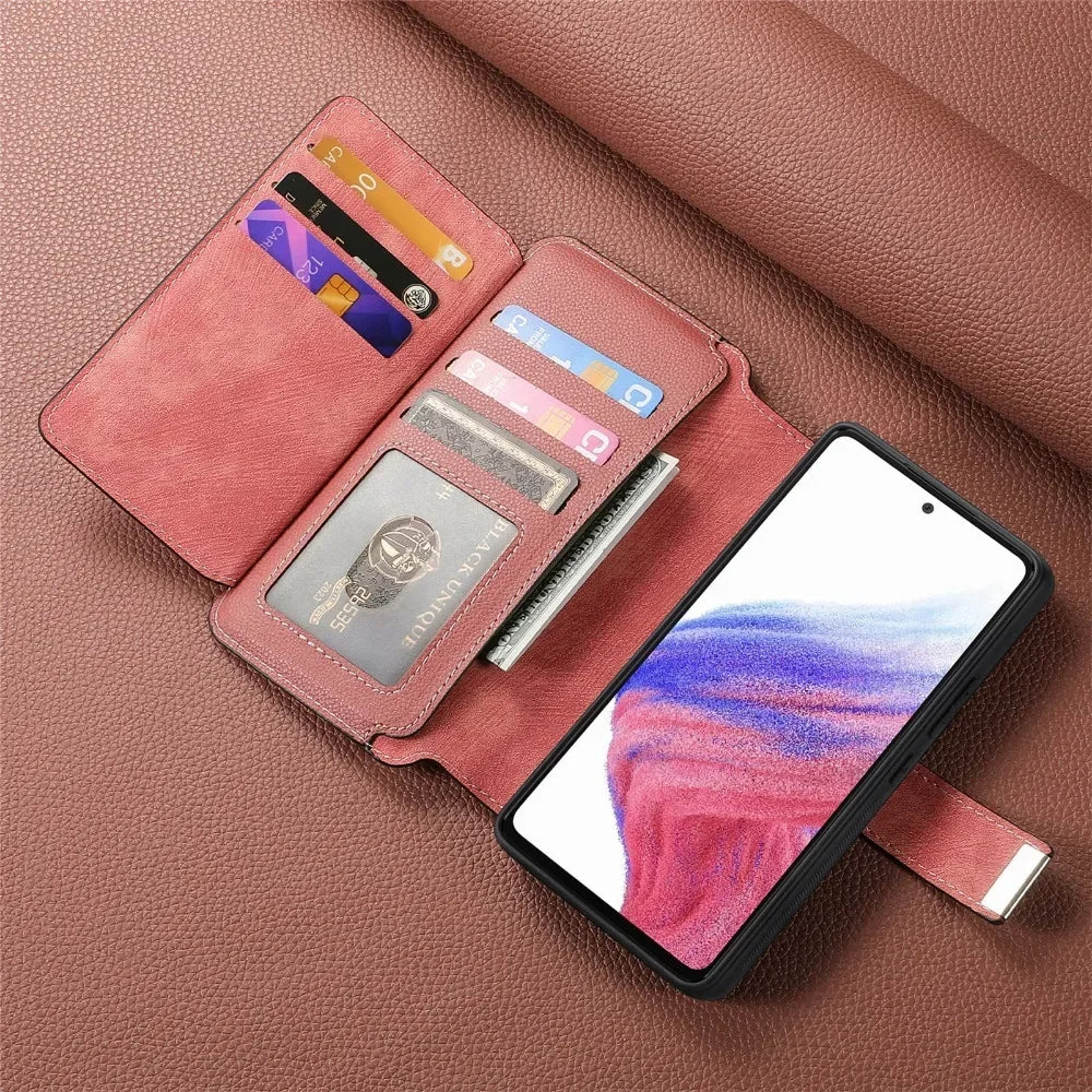 2 in 1 Detachable Wallet Case for Samsung Galaxy S24 Ultra S21 S23 FE S22 Plus A55 A54 A53 A52S A35 A34 A33 A25 A15 A14 5G A05