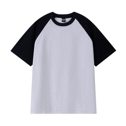 Oversize Men's T-Shirt Heavy 240g Pure Cotton Short-Sleeved Men T-Shirt Casual Loose Tops Tees Contrasting Color Man T Shirt