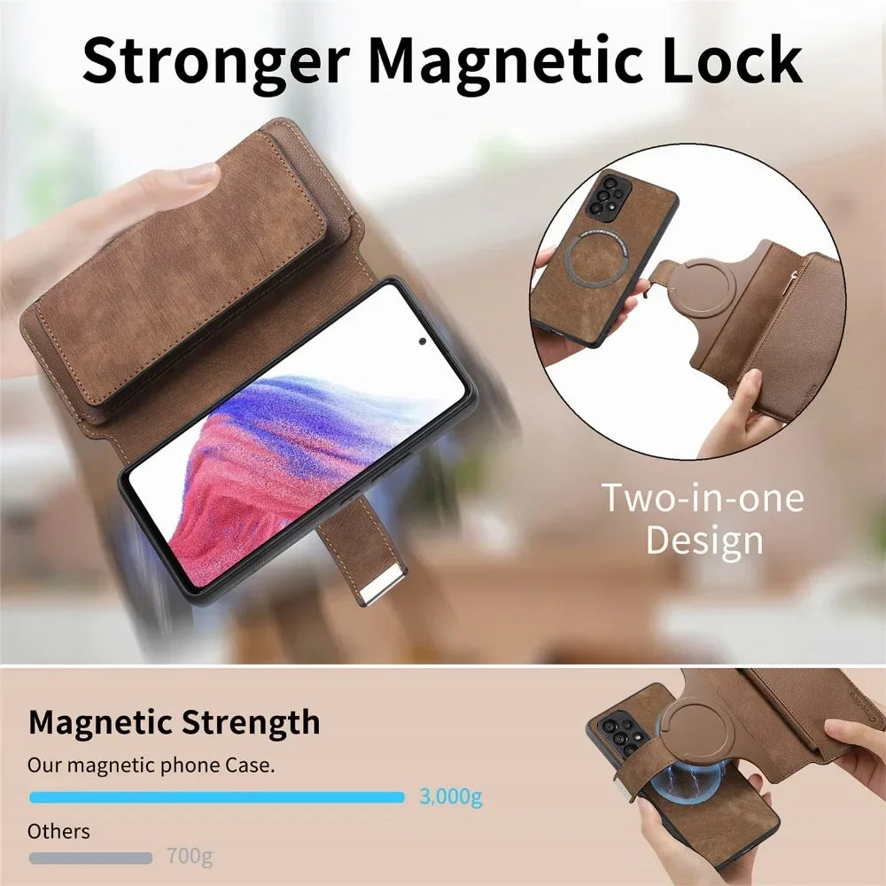 2 in 1 Detachable Wallet Case for Samsung Galaxy S24 Ultra S21 S23 FE S22 Plus A55 A54 A53 A52S A35 A34 A33 A25 A15 A14 5G A05