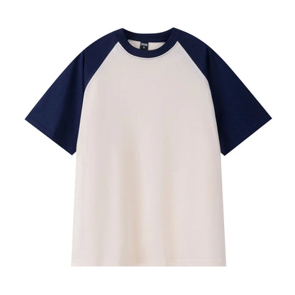 Oversize Men's T-Shirt Heavy 240g Pure Cotton Short-Sleeved Men T-Shirt Casual Loose Tops Tees Contrasting Color Man T Shirt