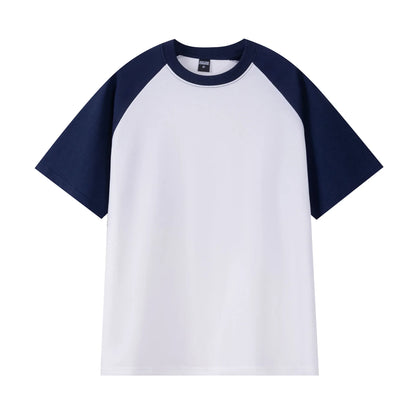 Oversize Men's T-Shirt Heavy 240g Pure Cotton Short-Sleeved Men T-Shirt Casual Loose Tops Tees Contrasting Color Man T Shirt