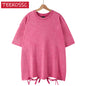 American Style Retro Heavyweight Solid Color Short Sleeved T-shirt Men Women Summer Street Trendy Washed Old Oversized Clothes