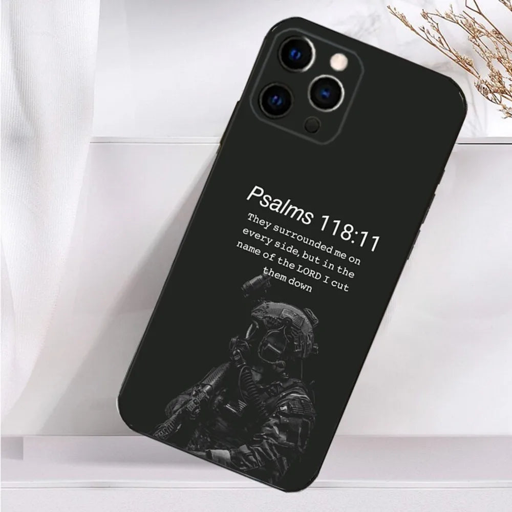 Verse Christian Jesus Bible Phone Case For iPhone 16,15,14,13,12,11 Plus,Pro Max,XS,X,XR,SE,Mini,8,7 Soft Silicone Black Cover