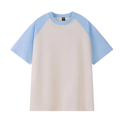 Oversize Men's T-Shirt Heavy 240g Pure Cotton Short-Sleeved Men T-Shirt Casual Loose Tops Tees Contrasting Color Man T Shirt