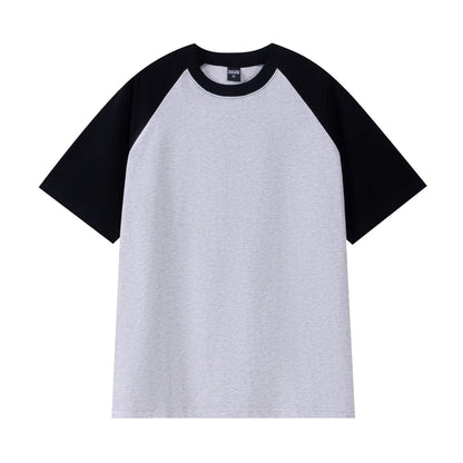 Oversize Men's T-Shirt Heavy 240g Pure Cotton Short-Sleeved Men T-Shirt Casual Loose Tops Tees Contrasting Color Man T Shirt