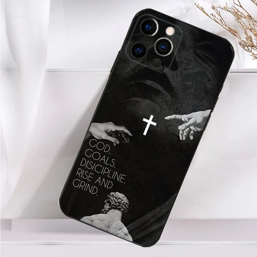 Verse Christian Jesus Bible Phone Case For iPhone 16,15,14,13,12,11 Plus,Pro Max,XS,X,XR,SE,Mini,8,7 Soft Silicone Black Cover