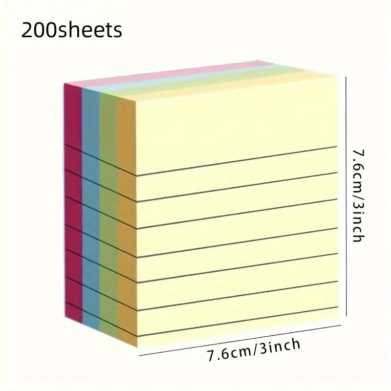 200sheets Line Sticky Notes 4 Colors Portable Student Note Marker Writing Sticky Notes, Self-Adhesive Easy To Apply Notepad Offi