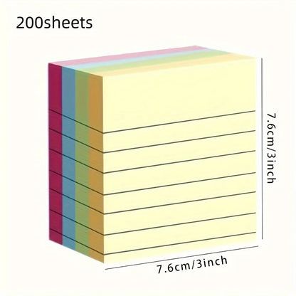 200sheets Line Sticky Notes 4 Colors Portable Student Note Marker Writing Sticky Notes, Self-Adhesive Easy To Apply Notepad Offi