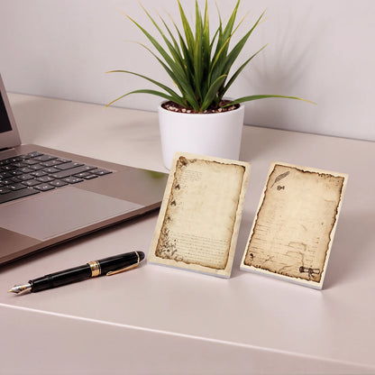 2 pcs Vintage Style Sticky Notes, 100 Sheets Total, 100 x 70 mm / 3.93 x 2.75 Inch, Self-Adhesive Reminder Notes for Office