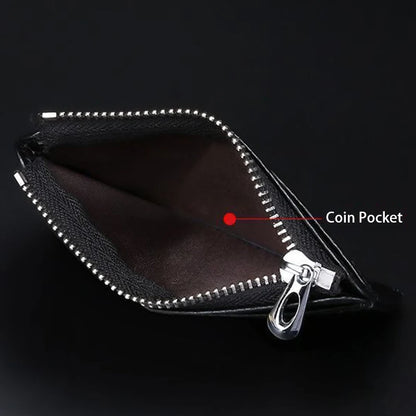 Slim PU Leather Card Holder Wallet with Zipper & Coin Pocket – Compact Unisex Wallet for Men & Women