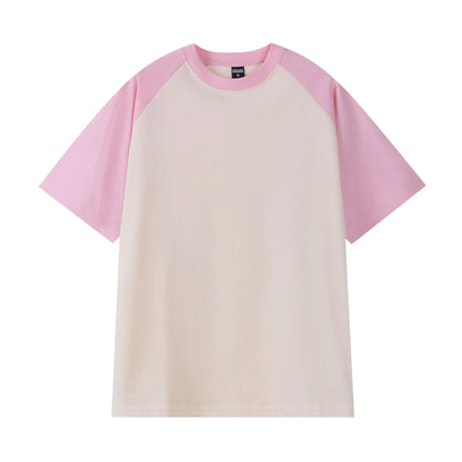 Oversize Men's T-Shirt Heavy 240g Pure Cotton Short-Sleeved Men T-Shirt Casual Loose Tops Tees Contrasting Color Man T Shirt