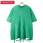 American Style Retro Heavyweight Solid Color Short Sleeved T-shirt Men Women Summer Street Trendy Washed Old Oversized Clothes