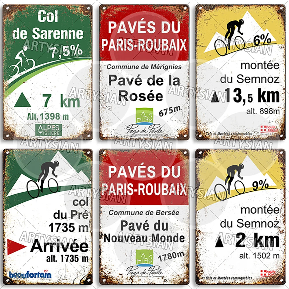 Tour de France Metal Sign – Vintage Cycling Wall Plaque, Bicycle Decor for Home, Garage & Man Cave