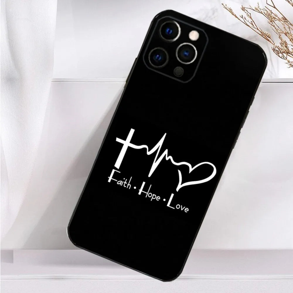 Verse Christian Jesus Bible Phone Case For iPhone 16,15,14,13,12,11 Plus,Pro Max,XS,X,XR,SE,Mini,8,7 Soft Silicone Black Cover