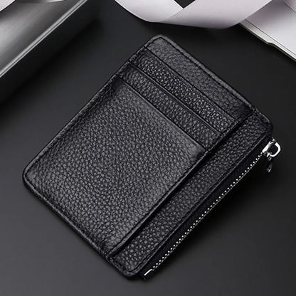 Slim PU Leather Card Holder Wallet with Zipper & Coin Pocket – Compact Unisex Wallet for Men & Women