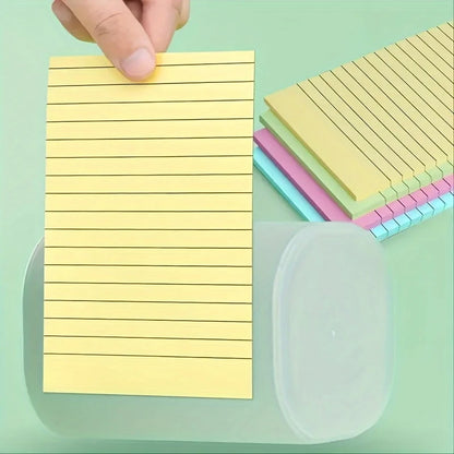 200sheets Line Sticky Notes 4 Colors Portable Student Note Marker Writing Sticky Notes, Self-Adhesive Easy To Apply Notepad Offi